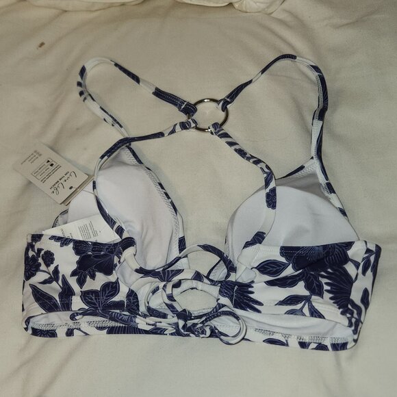 CUPSHE Two Piece Bikini Set Plunging Neck Blue White Pattern Size Medium NWT - Picture 10 of 11
